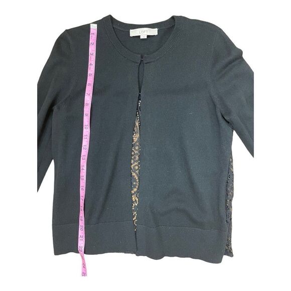 Ann Taylor Loft Classic Black Knit Cardigan Sweater Lace Back Long Sleeve Size S - Picture 5 of 10